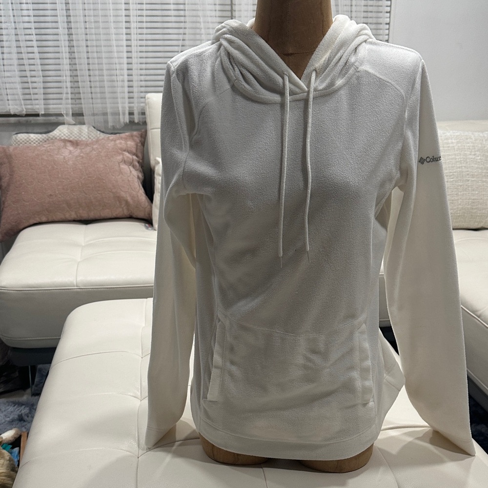 Columbia Women's White Hooded Sweater- Size S